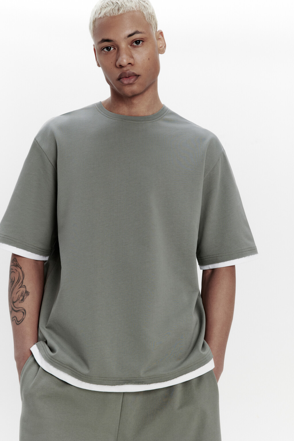 Футболка с имитацией второго слоя - цвет зеленый - 2