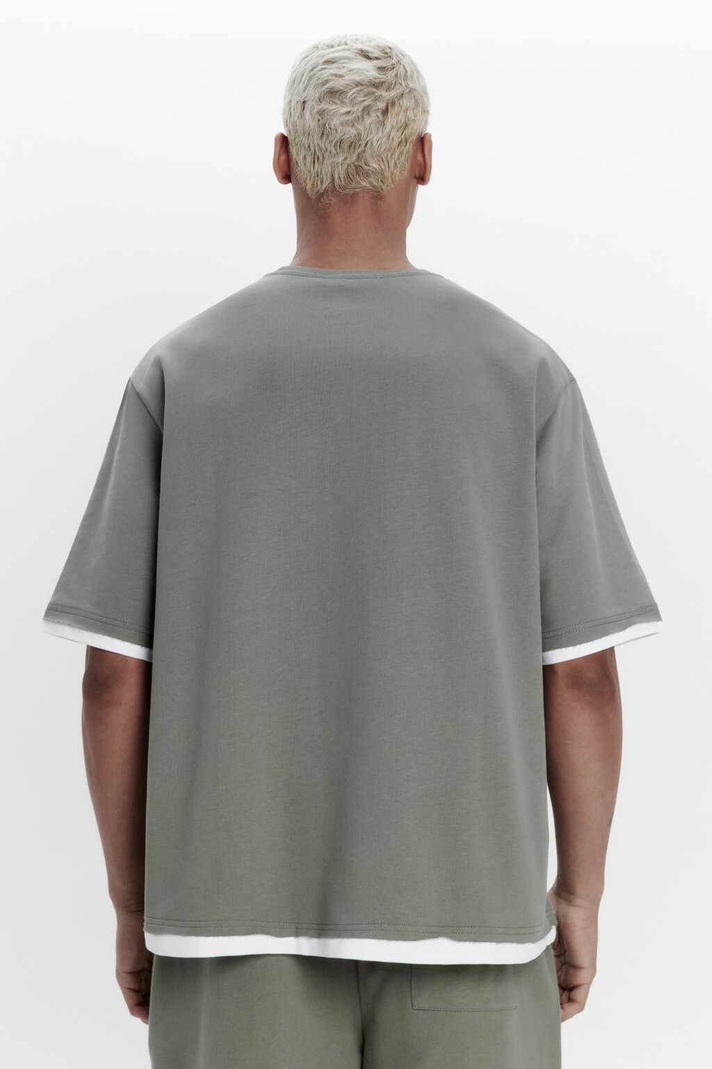 Футболка с имитацией второго слоя - цвет зеленый - 4