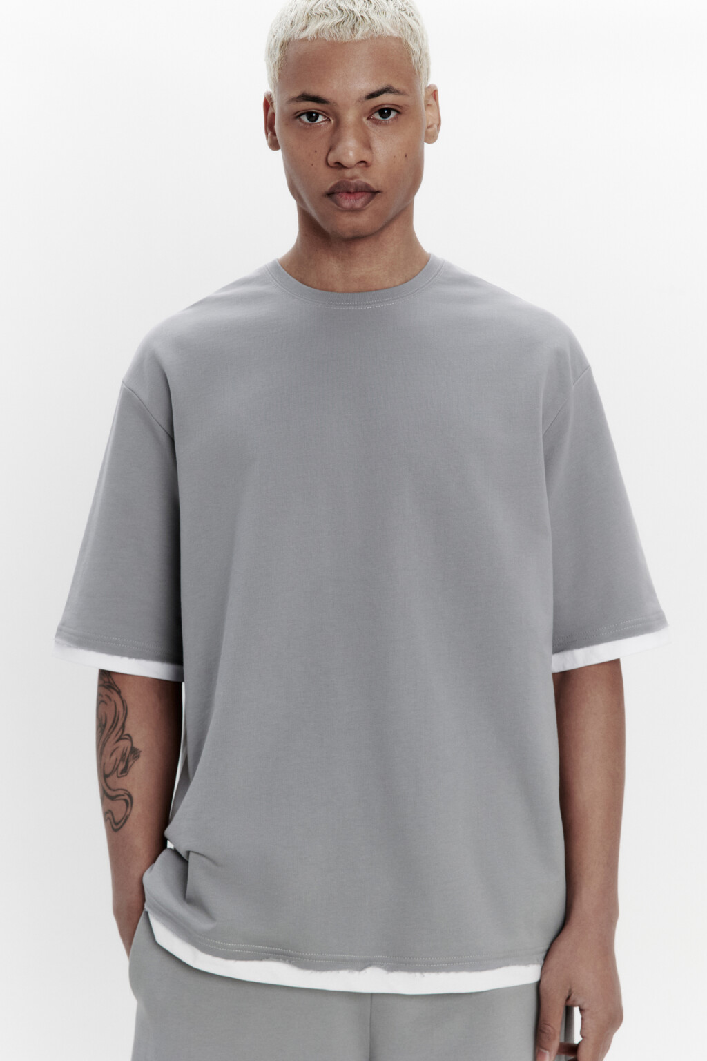 Футболка с имитацией второго слоя - цвет серый - 1