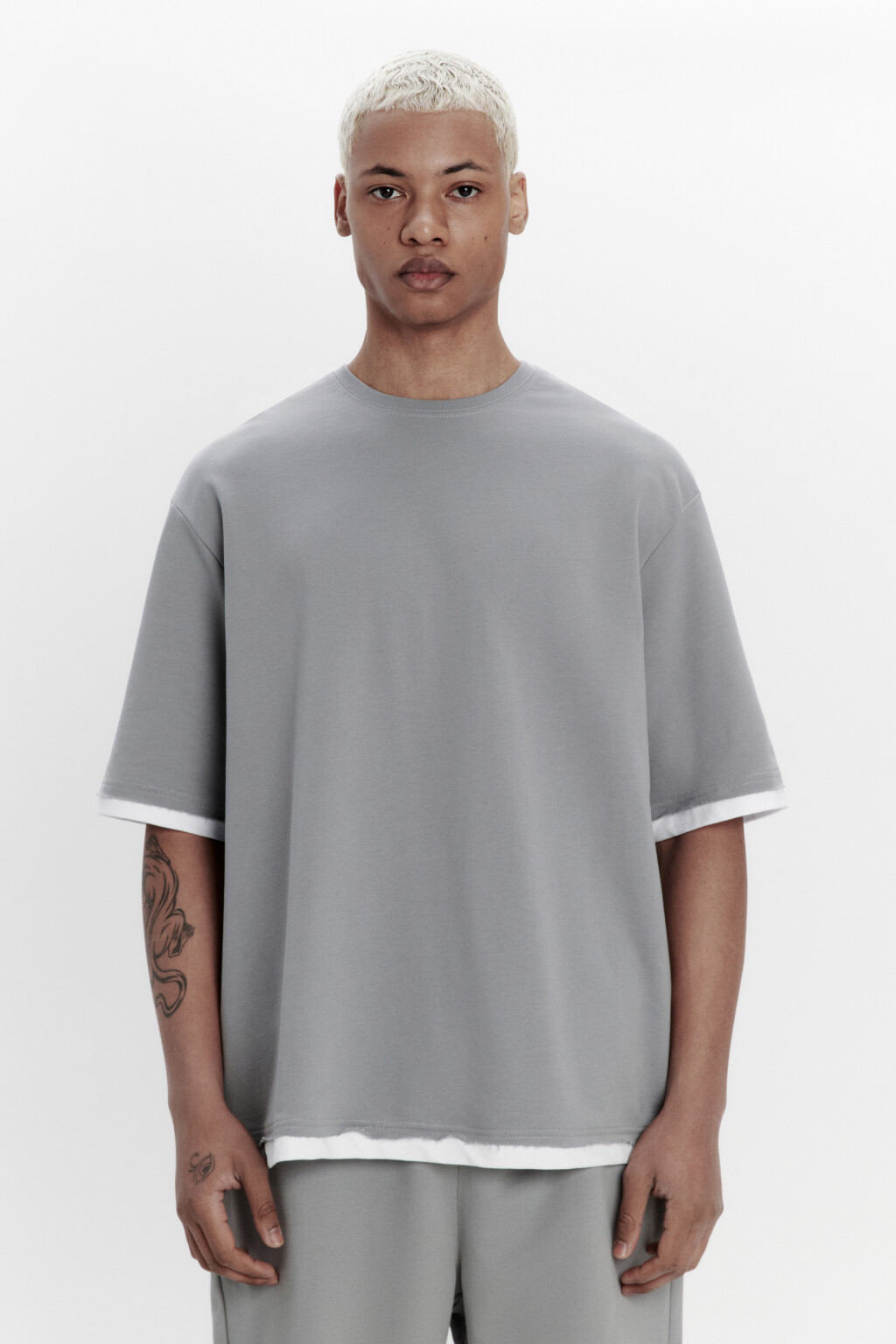 Футболка с имитацией второго слоя - цвет серый - 2