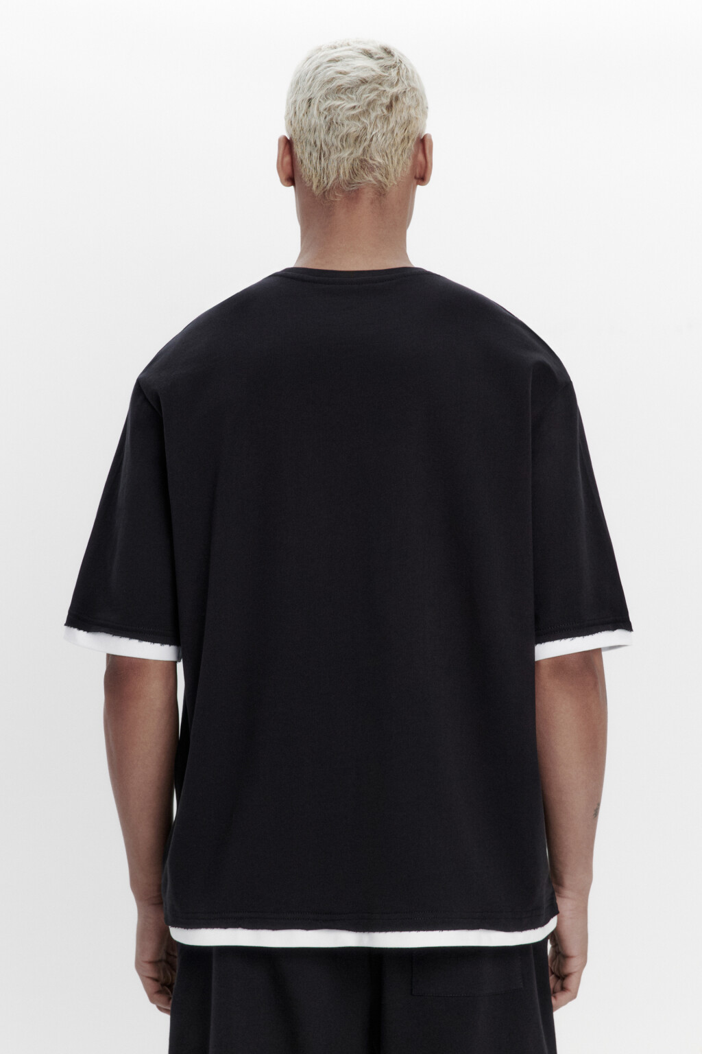 Футболка с имитацией второго слоя - цвет черный - 3