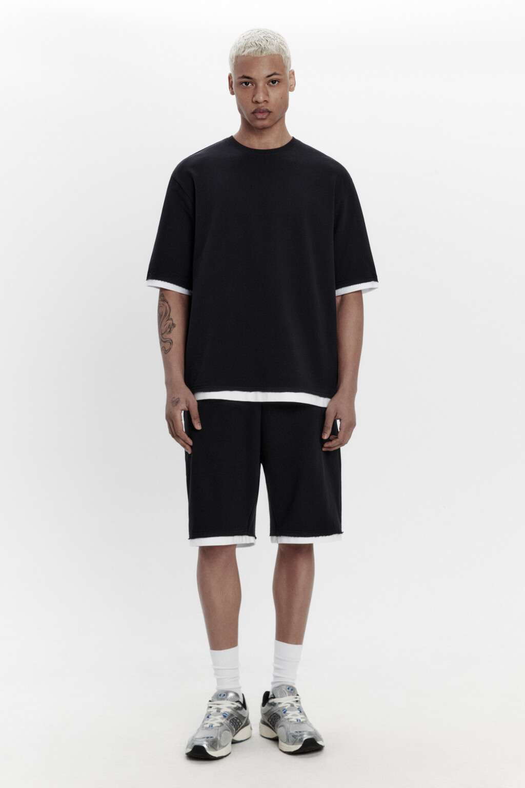 Футболка с имитацией второго слоя - цвет черный - 4