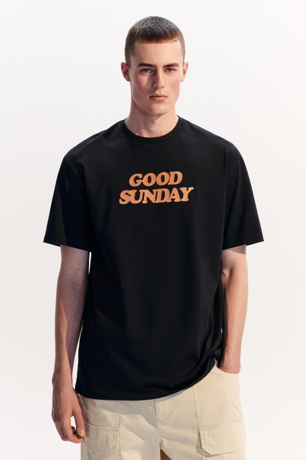 Футболка хлопковая с принтом - цвет черный - 2