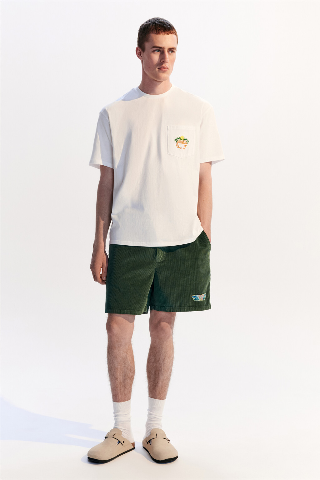 Футболка oversize с карманом и принтом - цвет белый - 4