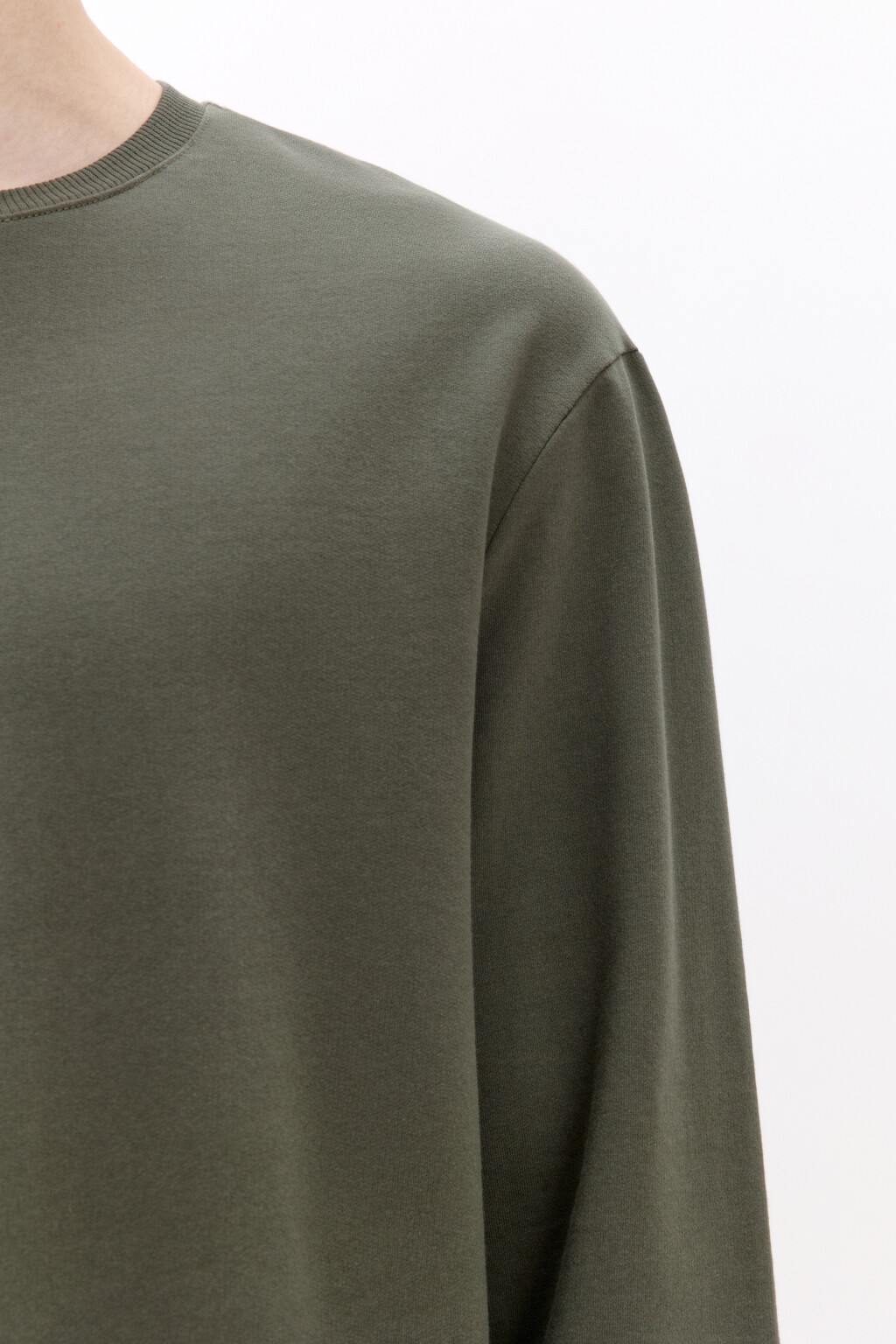 Лонгслив базовый из хлопкового футера - цвет зеленый - 6