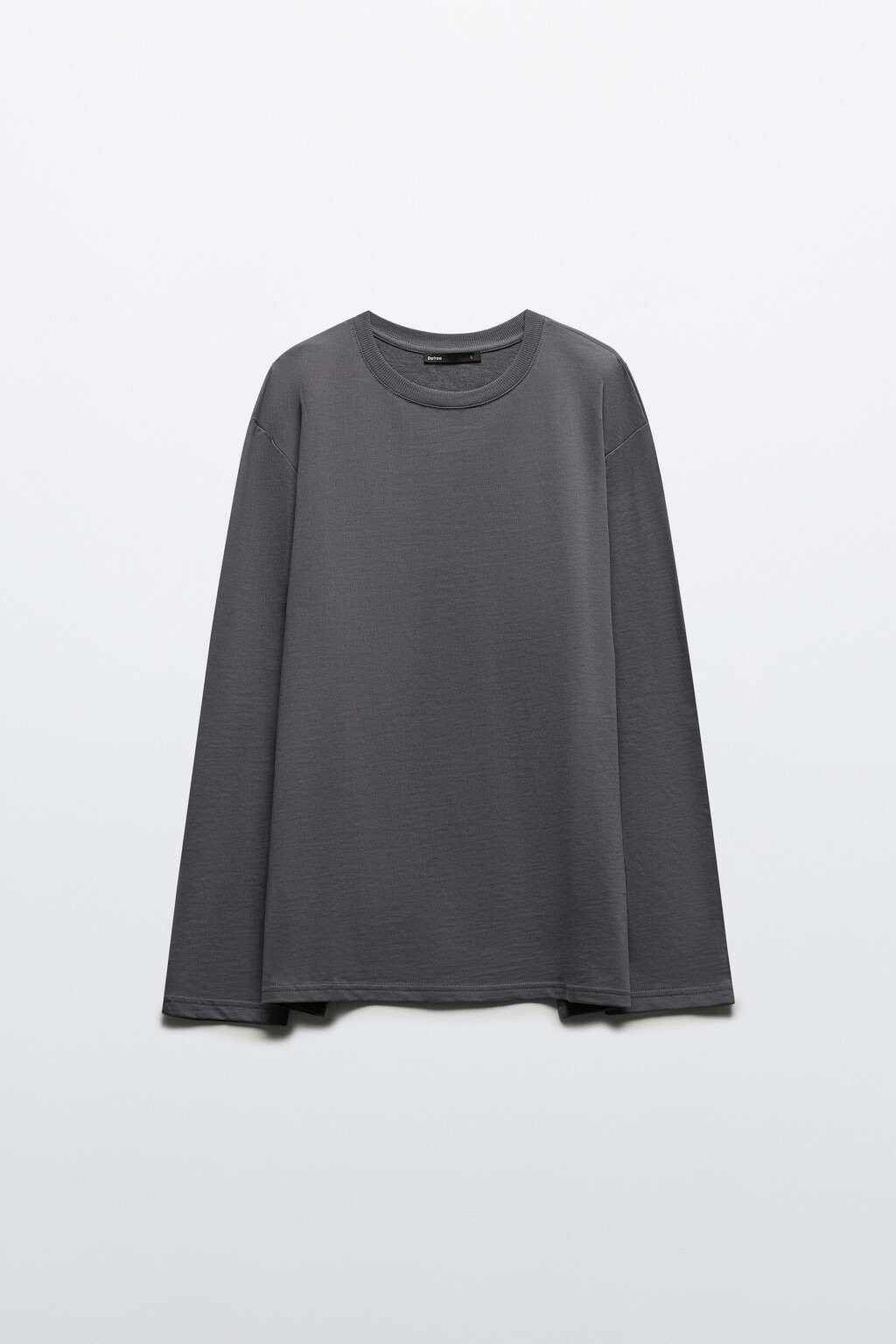 Лонгслив базовый из хлопкового футера - цвет серый - 7