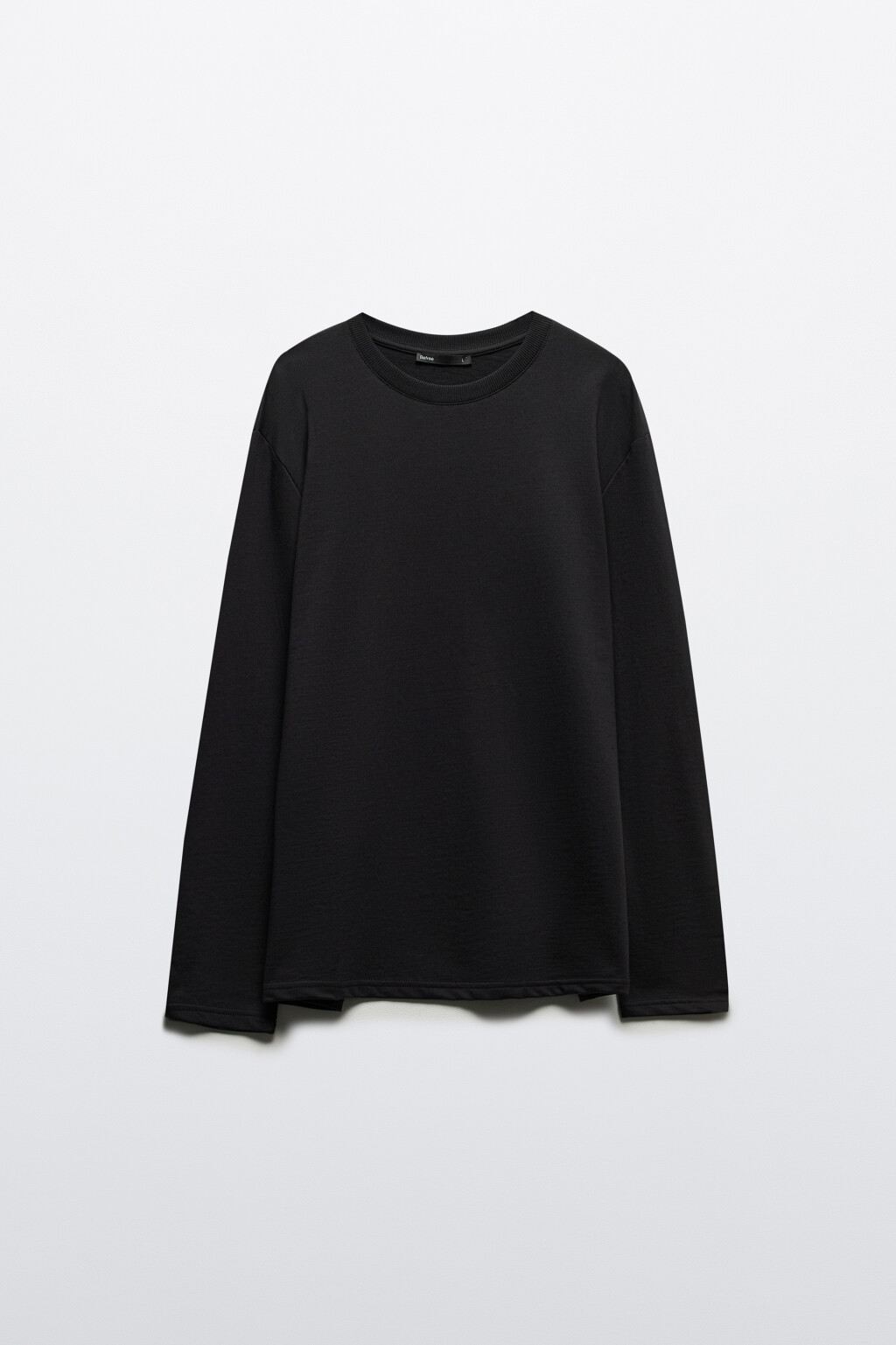Лонгслив базовый из хлопкового футера - цвет черный - 7