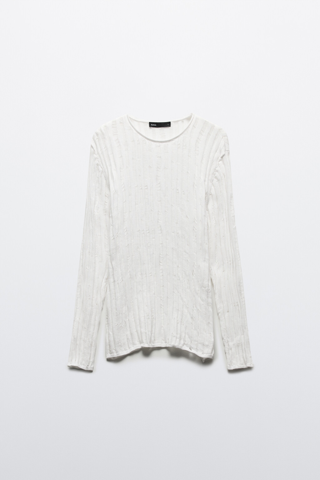 Лонгслив хлопковый тонкой вязки - цвет белый - 7