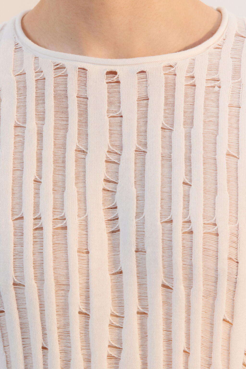 Лонгслив хлопковый тонкой вязки - цвет белый - 5