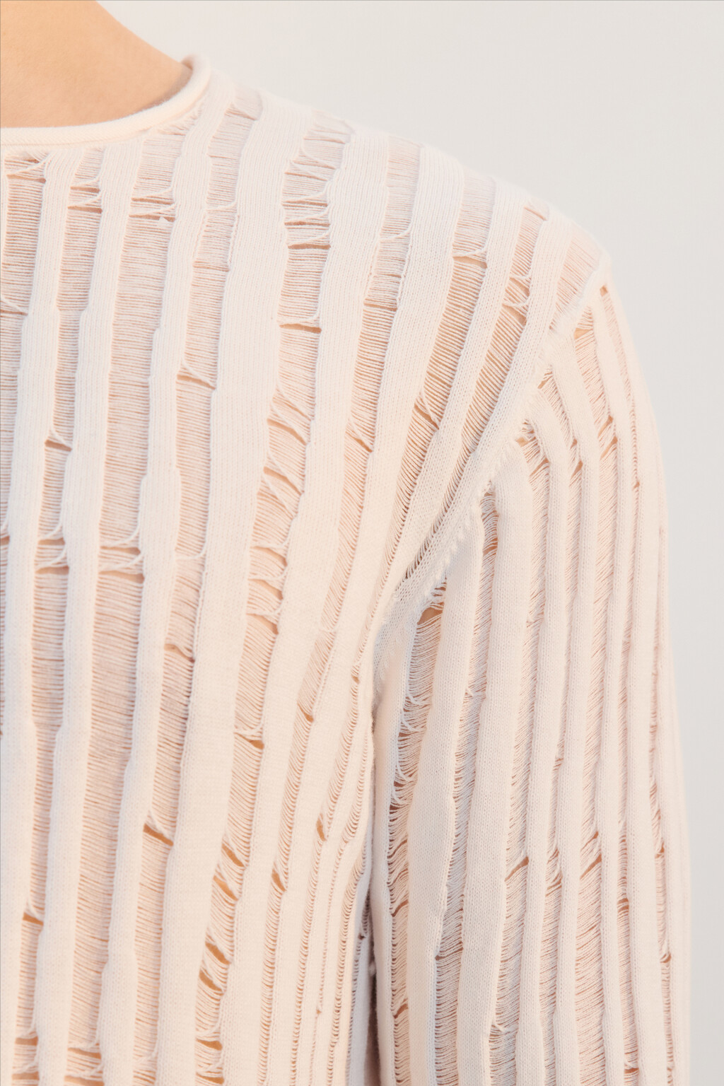 Лонгслив хлопковый тонкой вязки - цвет белый - 6