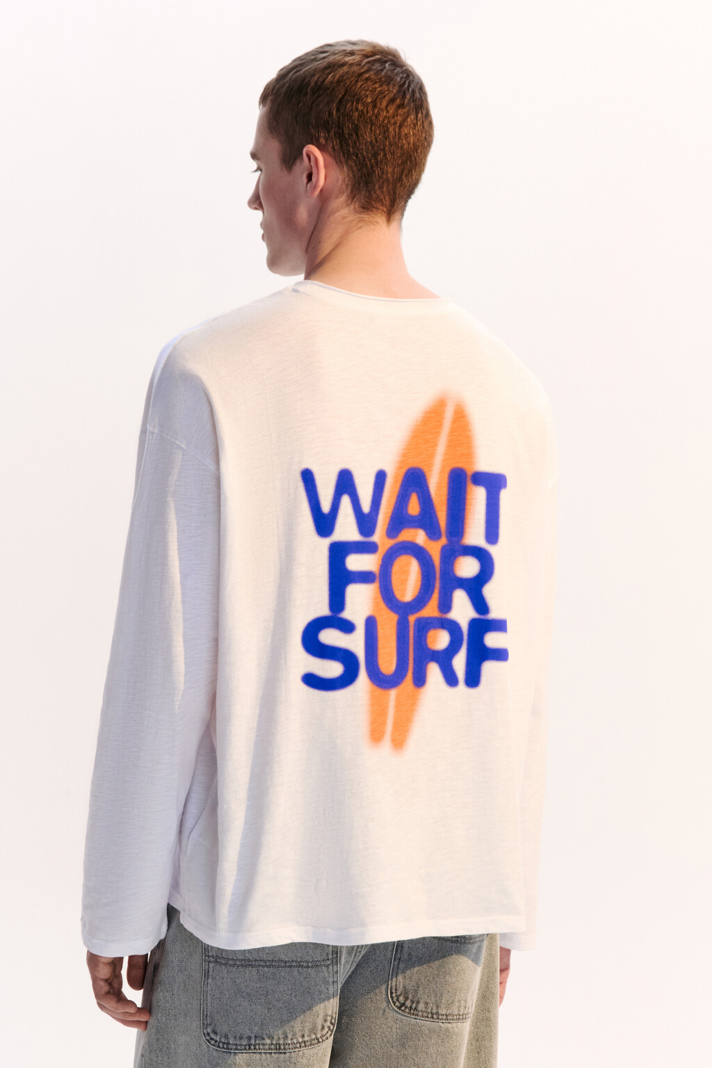 Лонгслив oversize хлопковый с принтом - цвет белый - 4