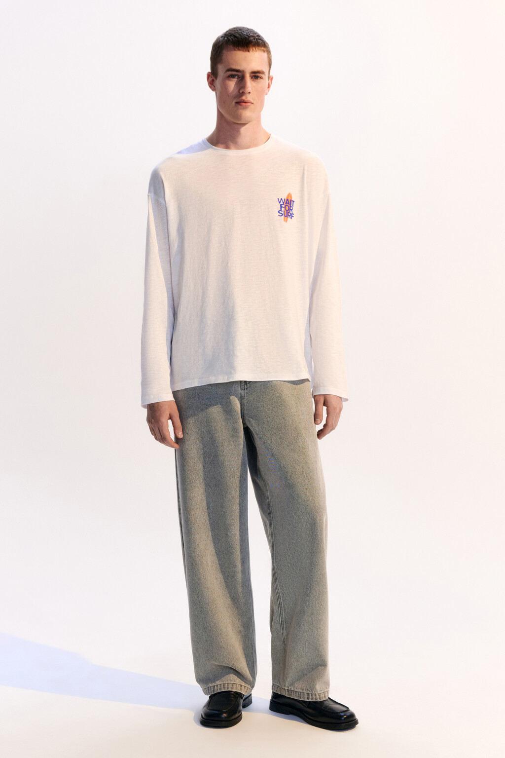 Лонгслив oversize хлопковый с принтом - цвет белый - 5