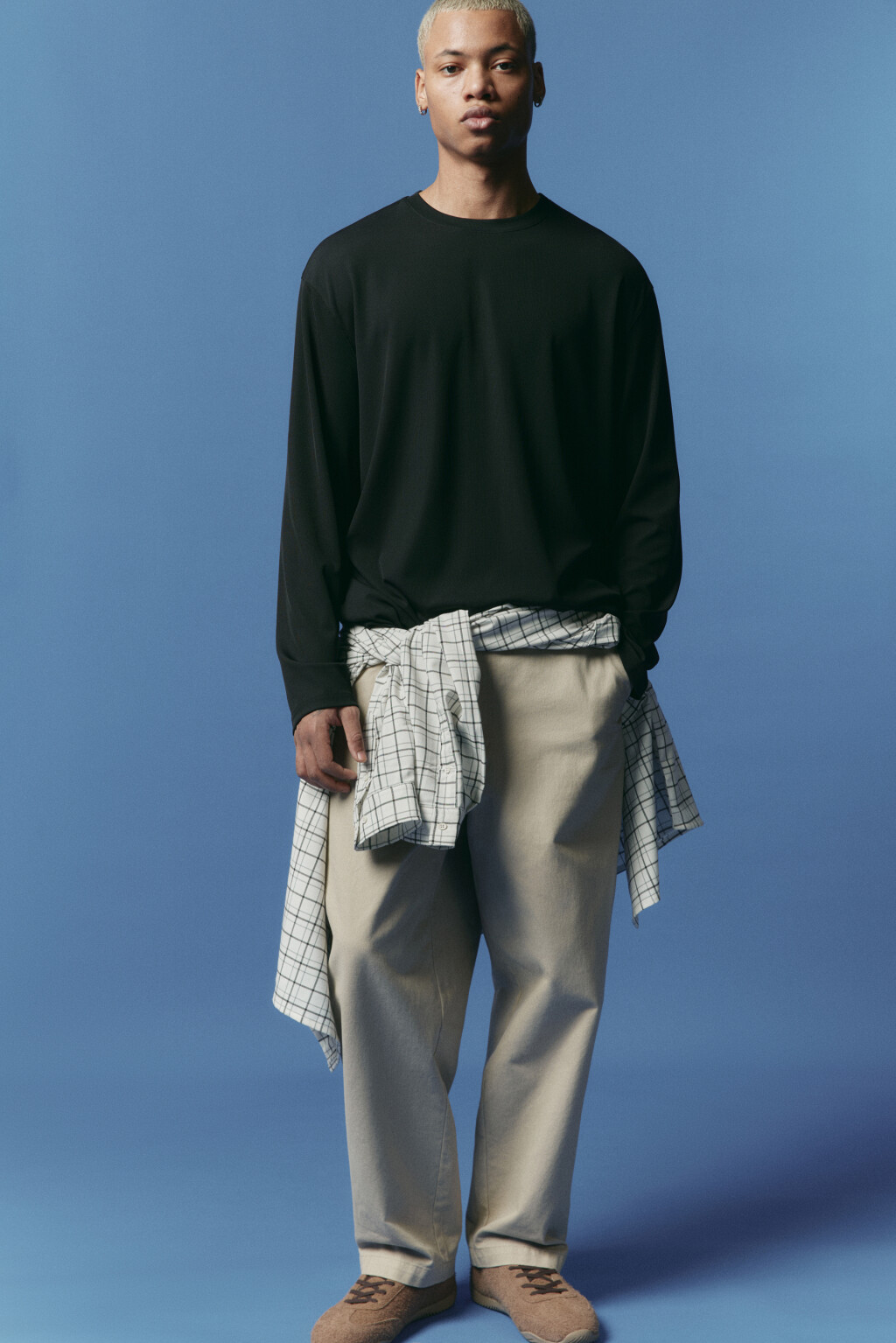 Лонгслив спортивный из гладкой ткани - цвет черный - 1