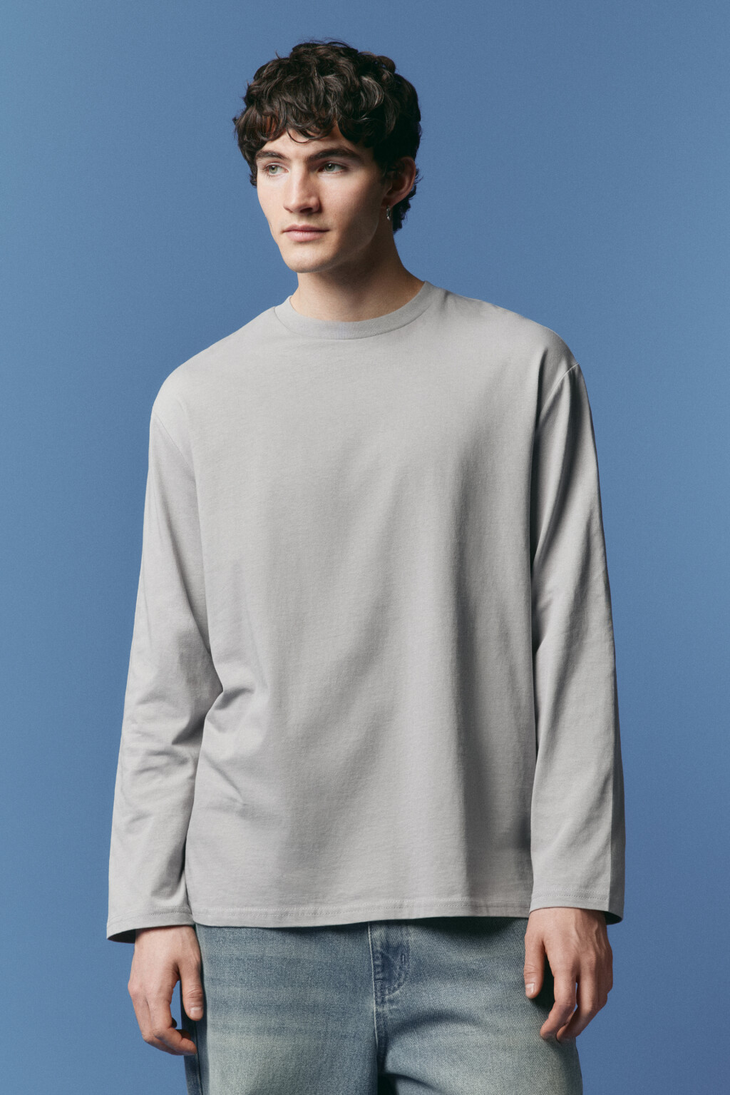 Лонгслив хлопковый базовый - цвет серый - 2