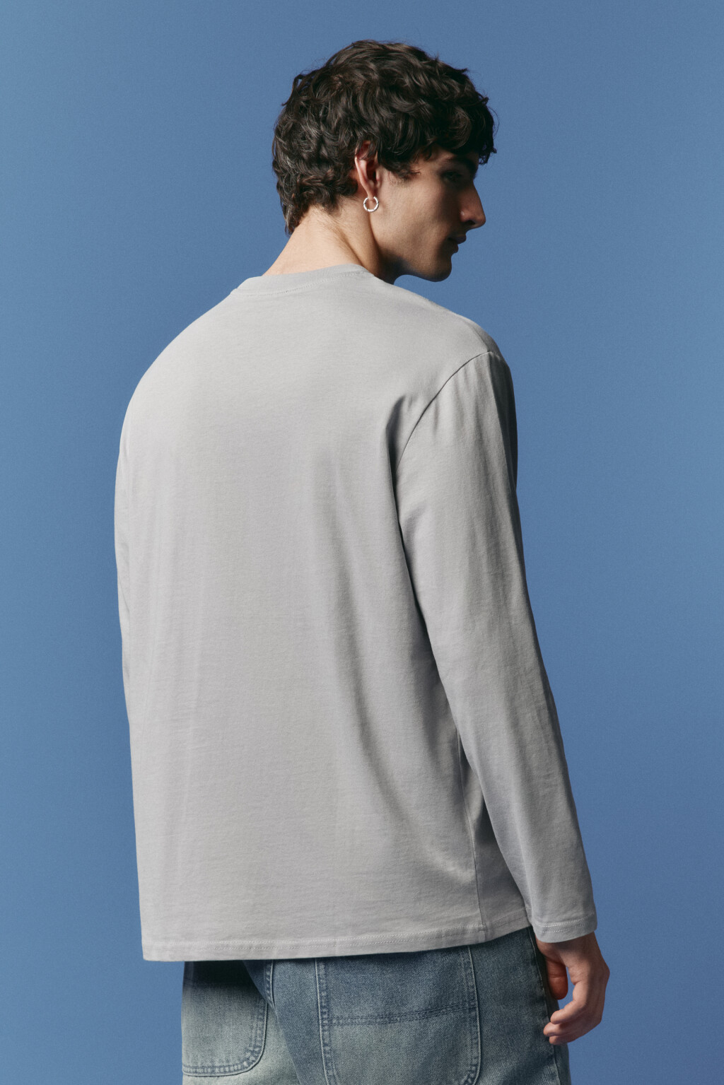 Лонгслив хлопковый базовый - цвет серый - 3