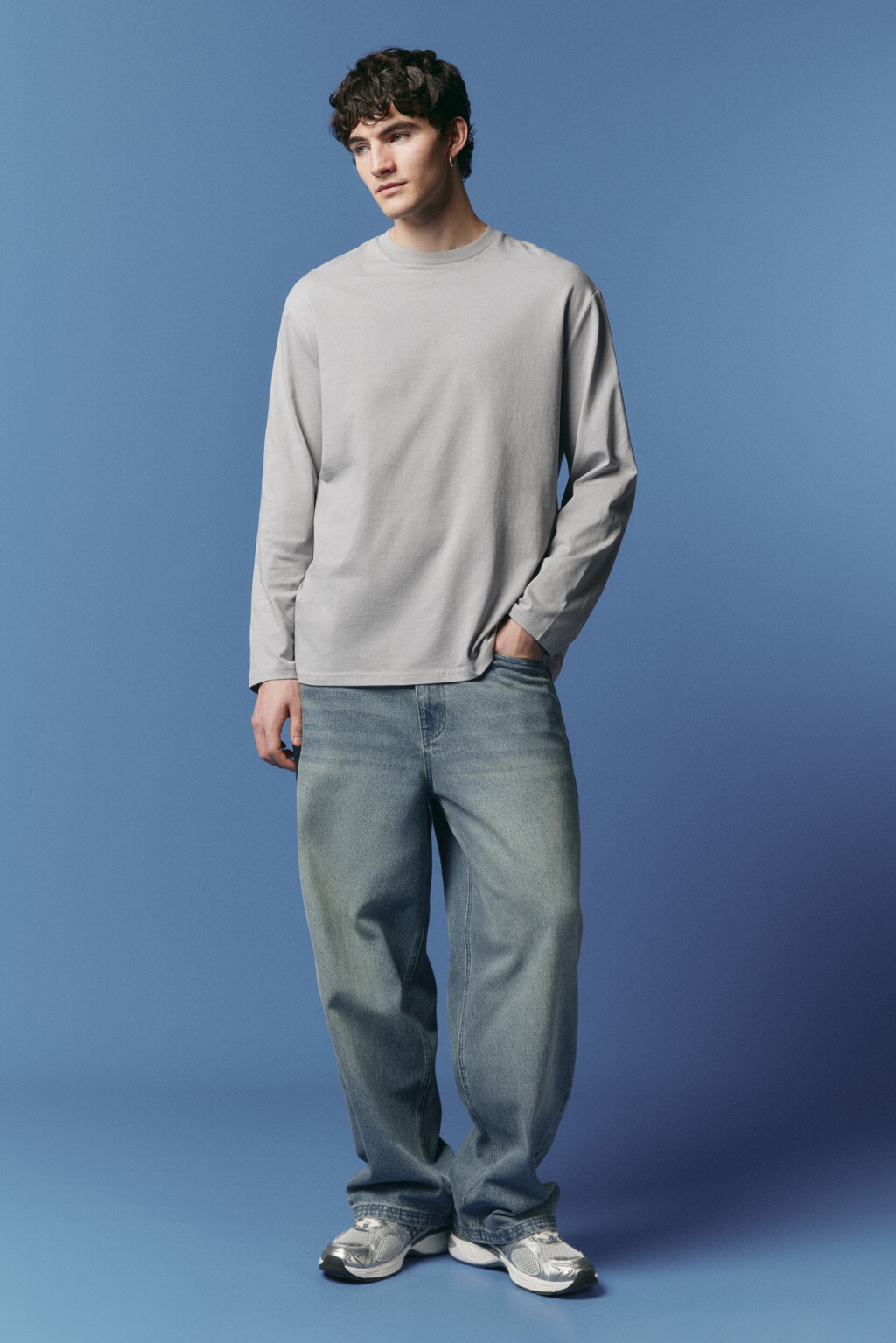 Лонгслив хлопковый базовый - цвет серый - 4