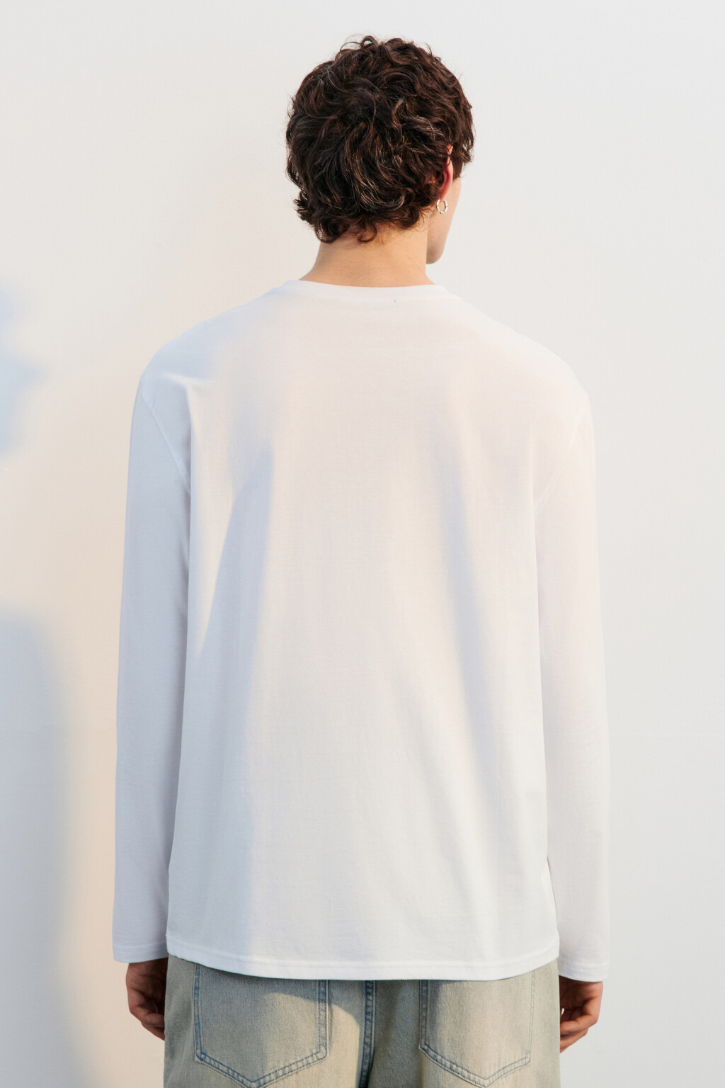 Лонгслив хлопковый с принтом - цвет белый - 3