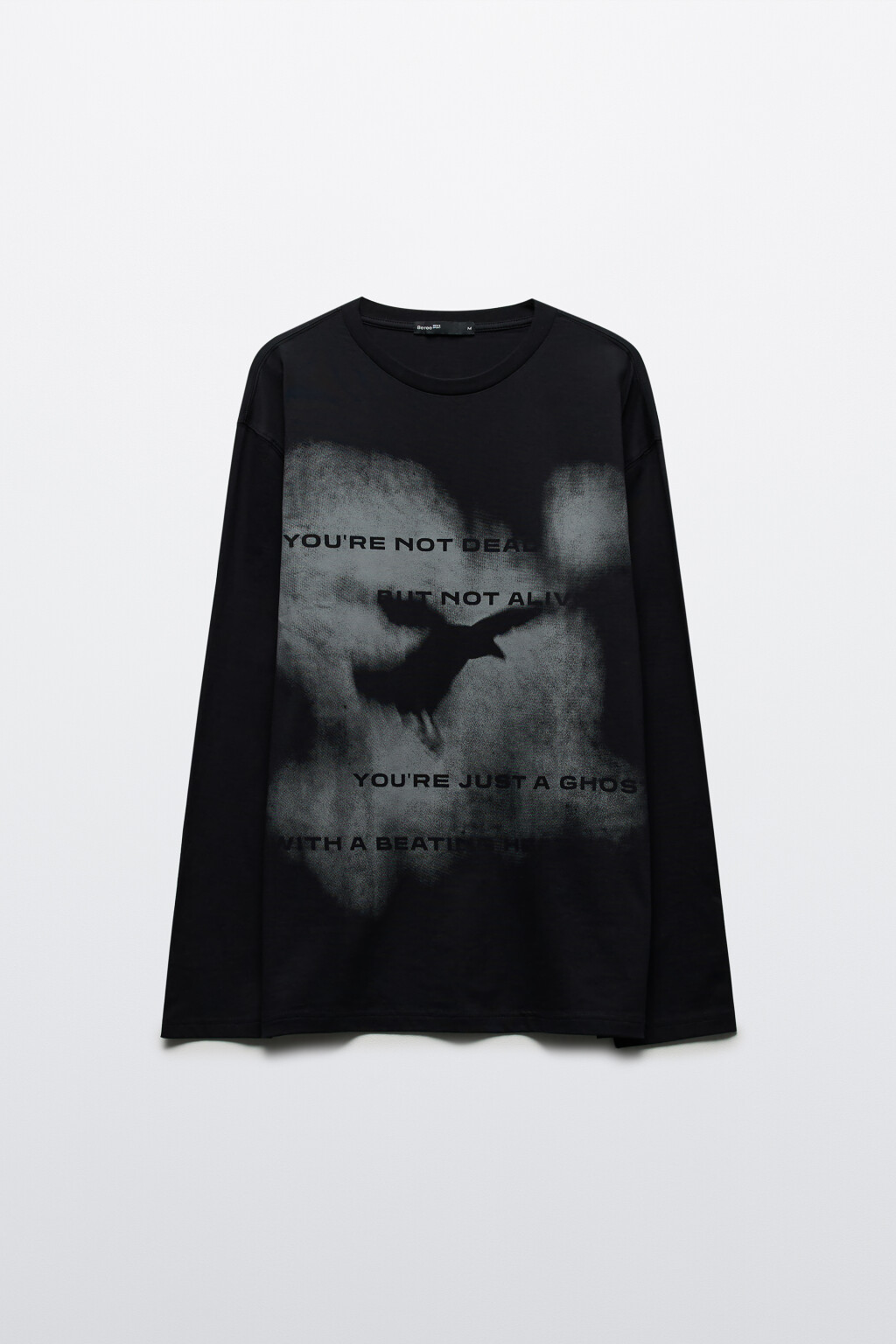 Лонгслив хлопковый с принтом - цвет черный - 8