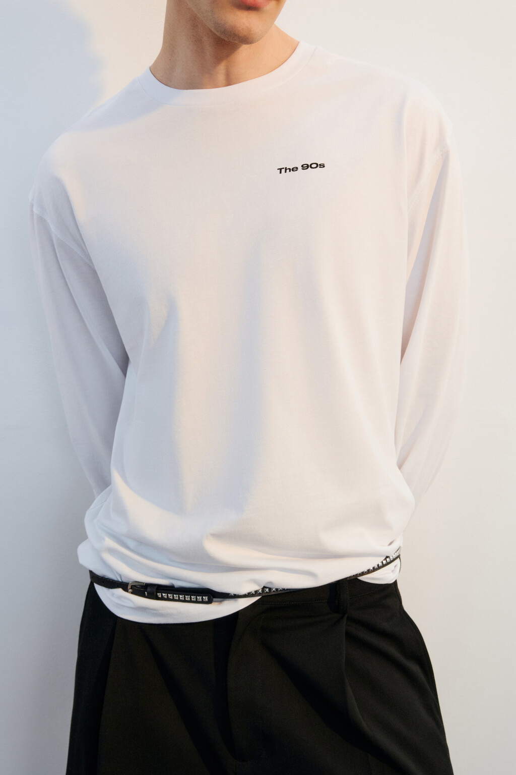 Лонгслив хлопковый с принтом - цвет белый - 2