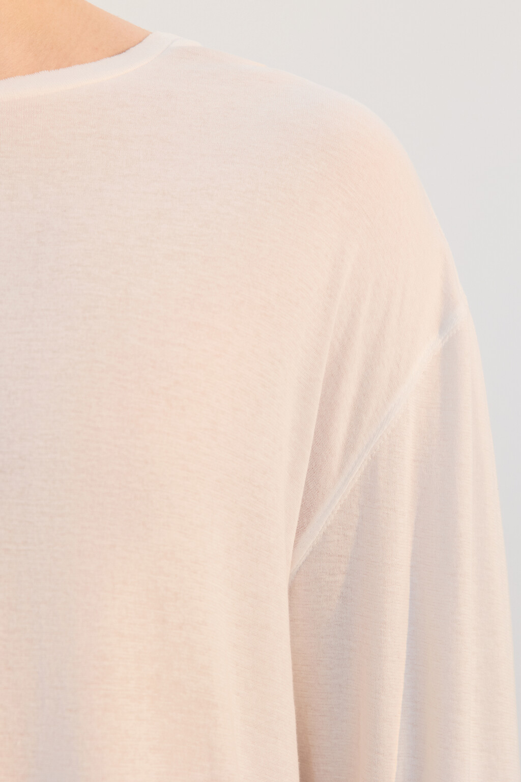 Лонгслив свободный из хлопка - цвет белый - 7