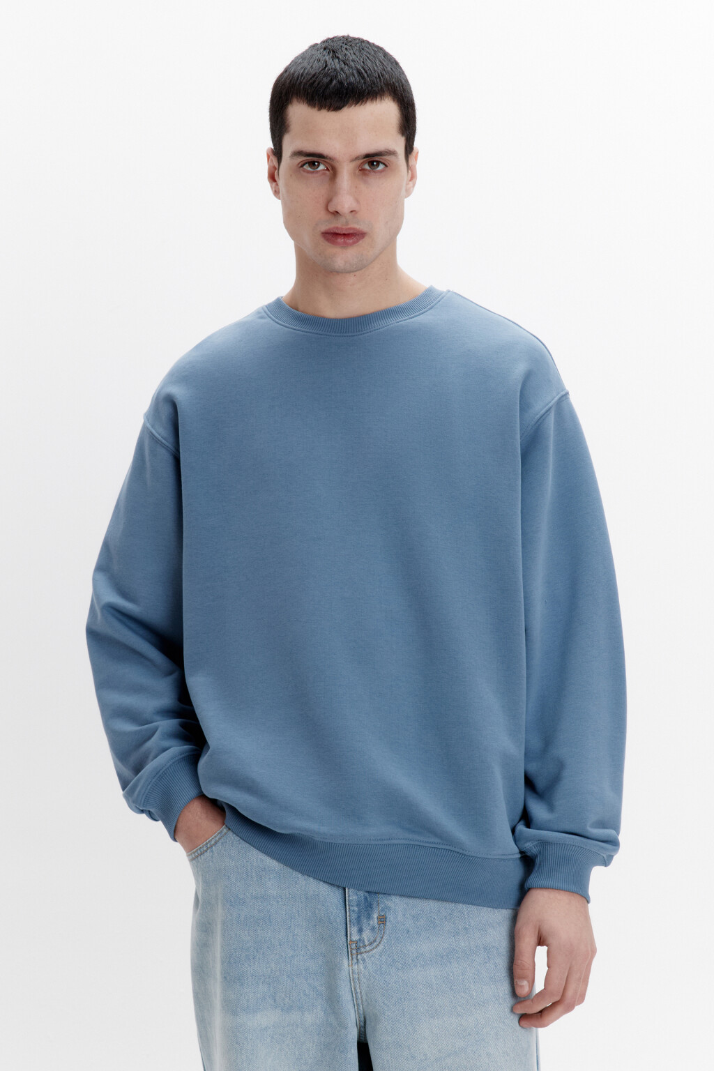 Свитшот базовый из футера - цвет серый - 2