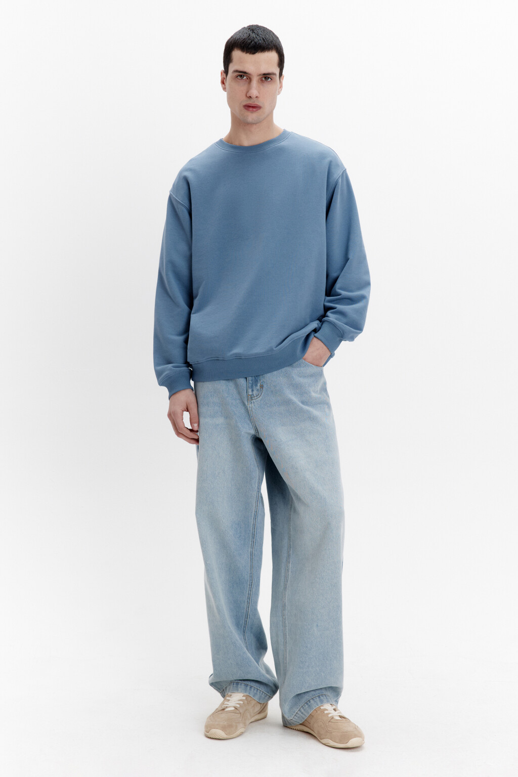 Свитшот базовый из футера - цвет серый - 4