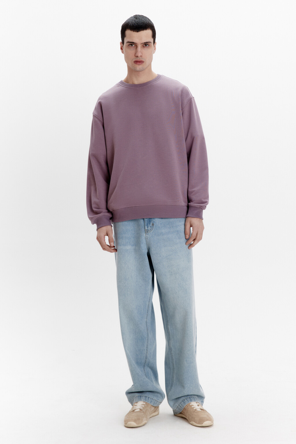 Свитшот базовый из футера - цвет розовый - 4