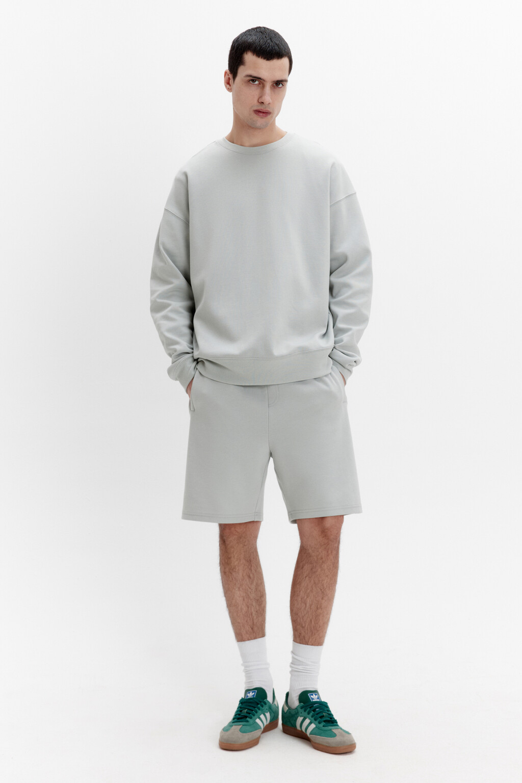 Свитшот из футера базовый - цвет зеленый - 4