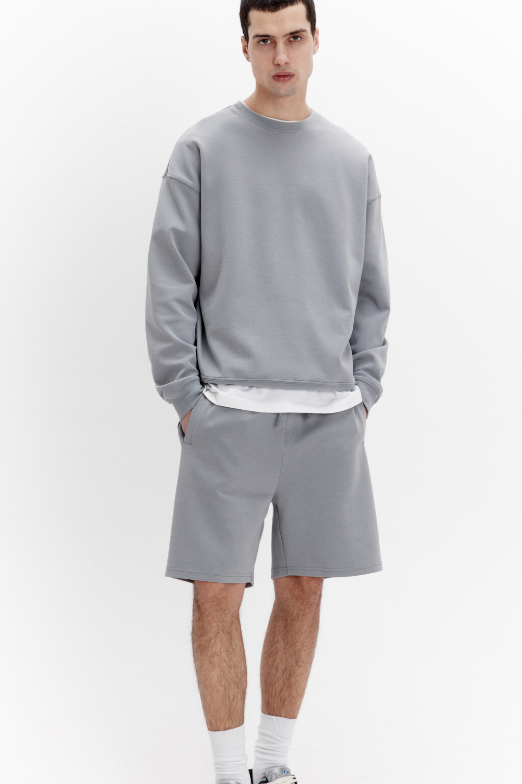 Свитшот из футера базовый - цвет серый - 1