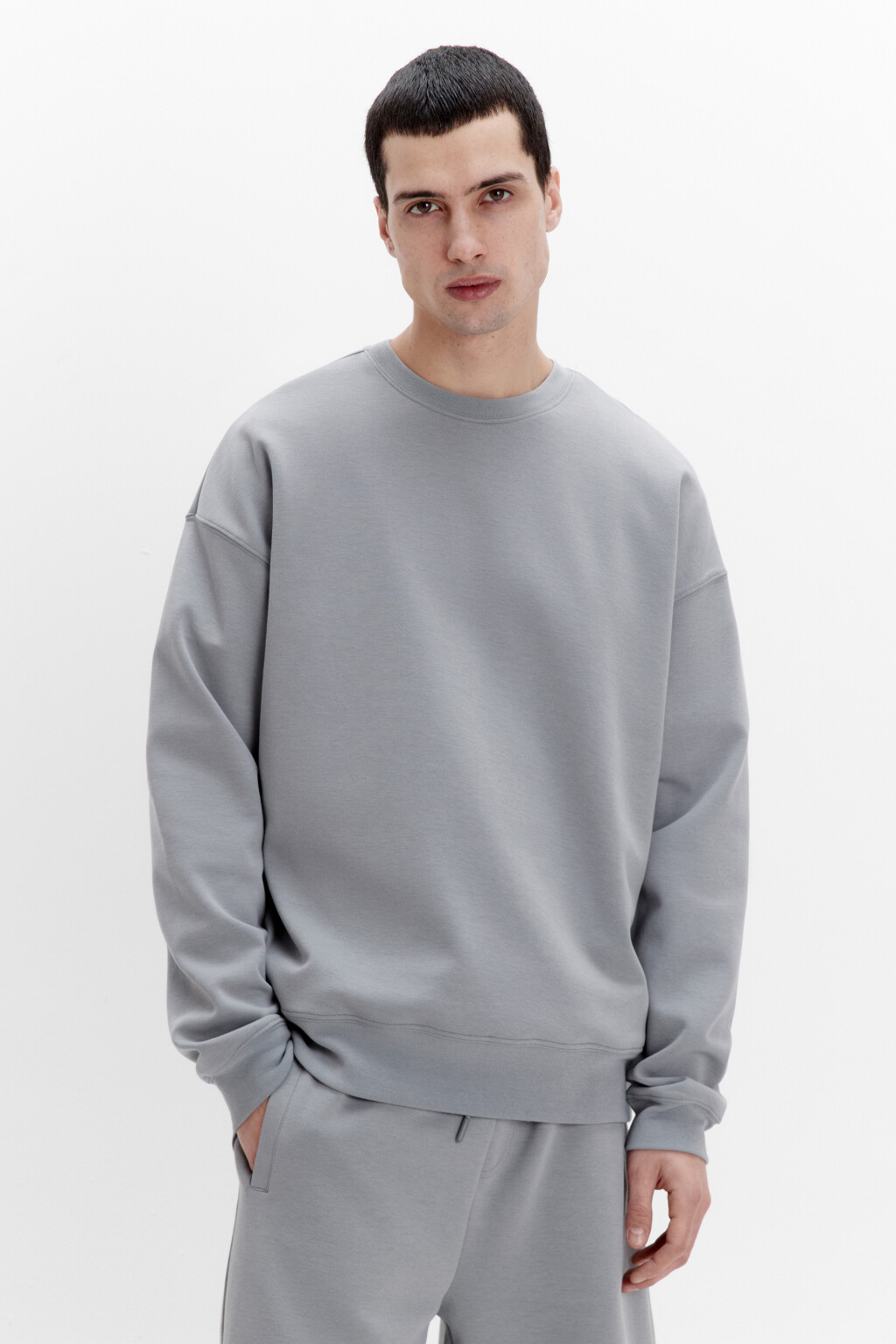 Свитшот из футера базовый - цвет серый - 2