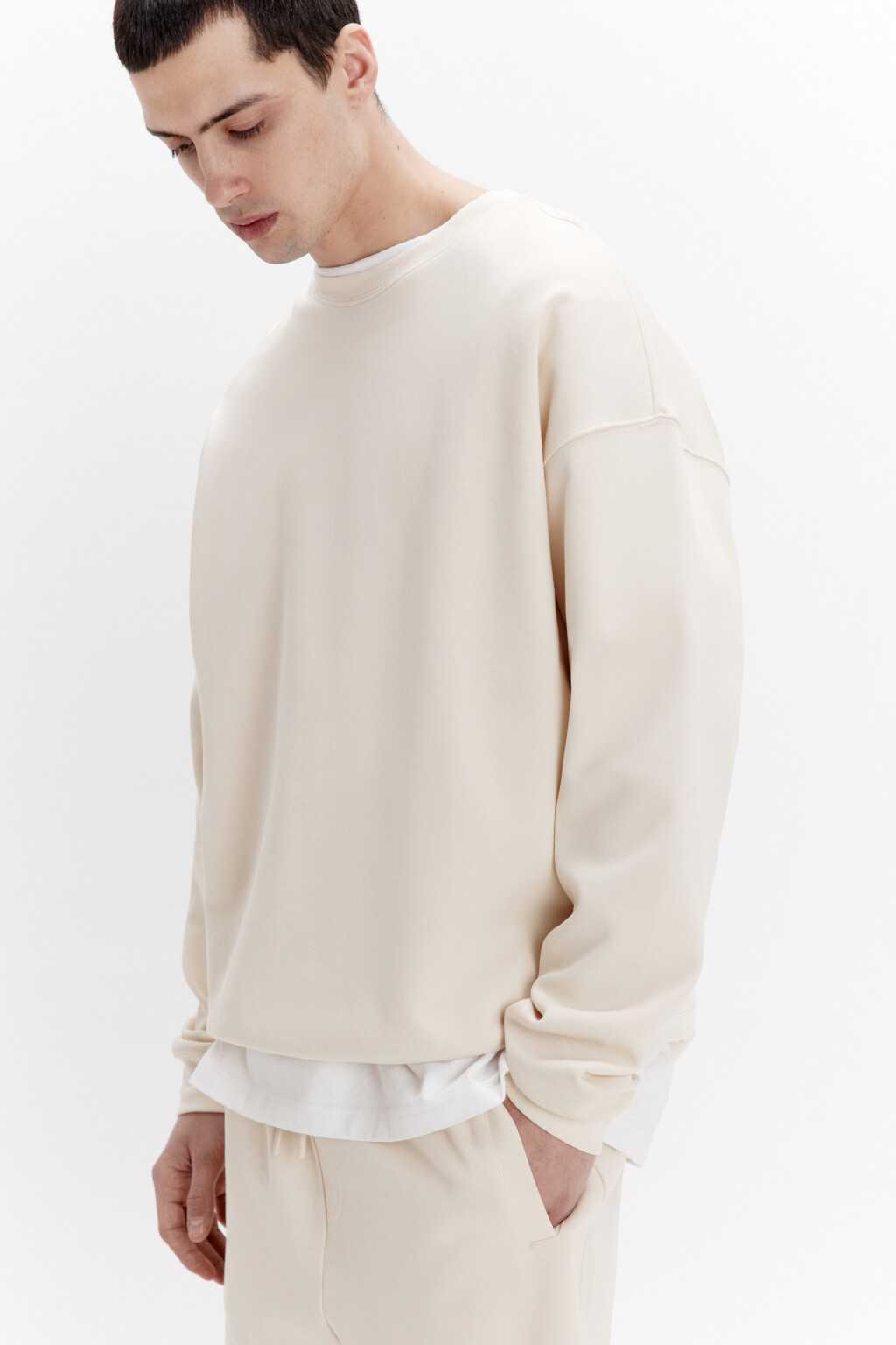 Свитшот из футера базовый - цвет бежевый - 1