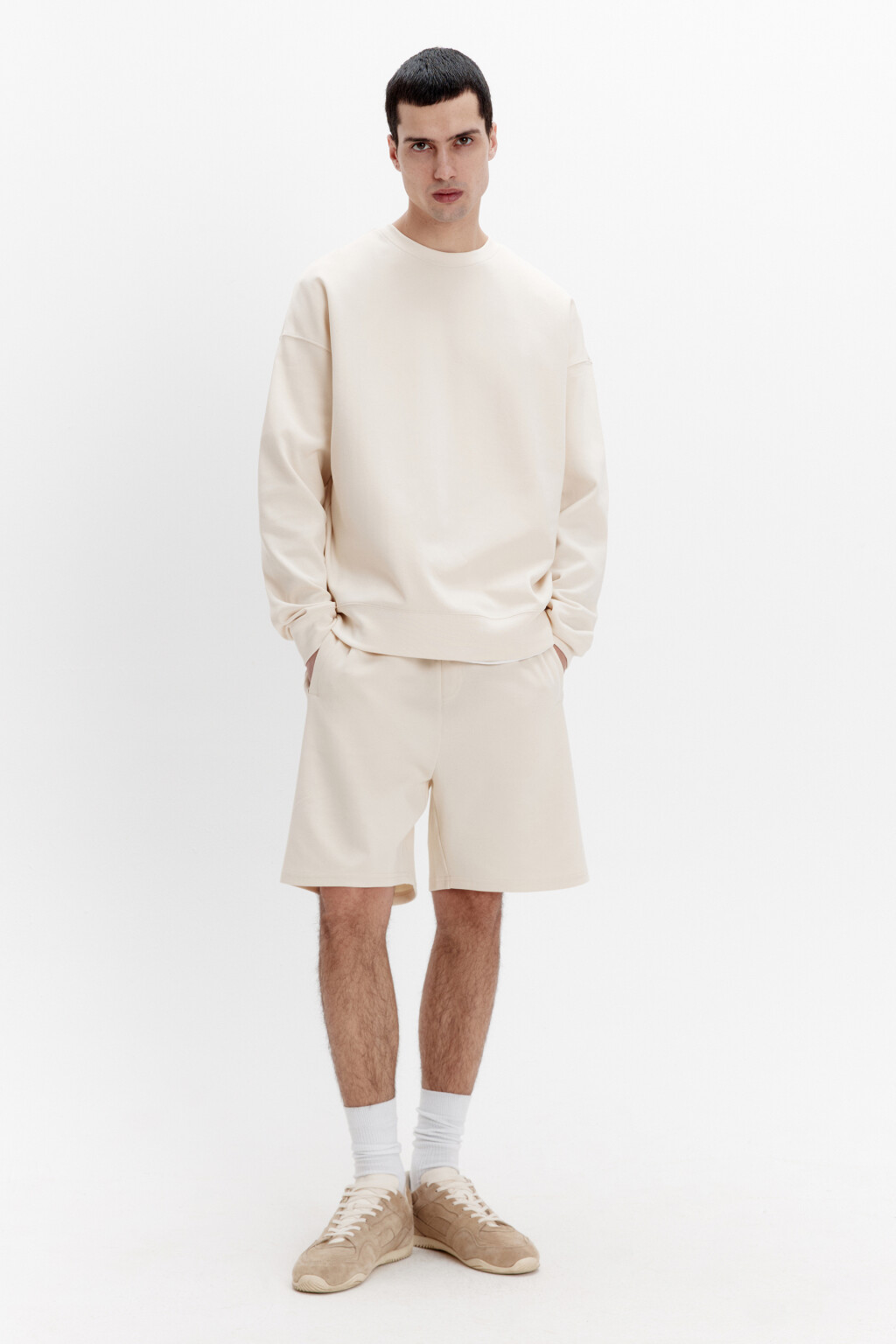 Свитшот из футера базовый - цвет бежевый - 4