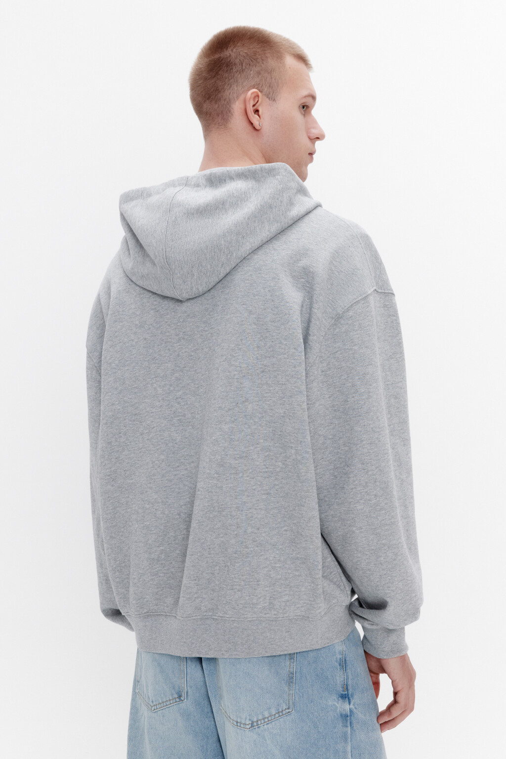 Худи-зипка из футера с капюшоном - цвет серый - 3