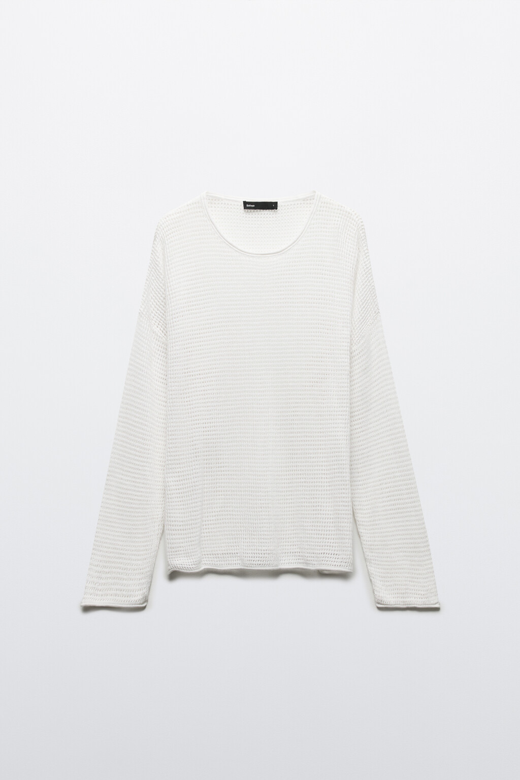 Лонгслив хлопковый из сетки - цвет белый - 9