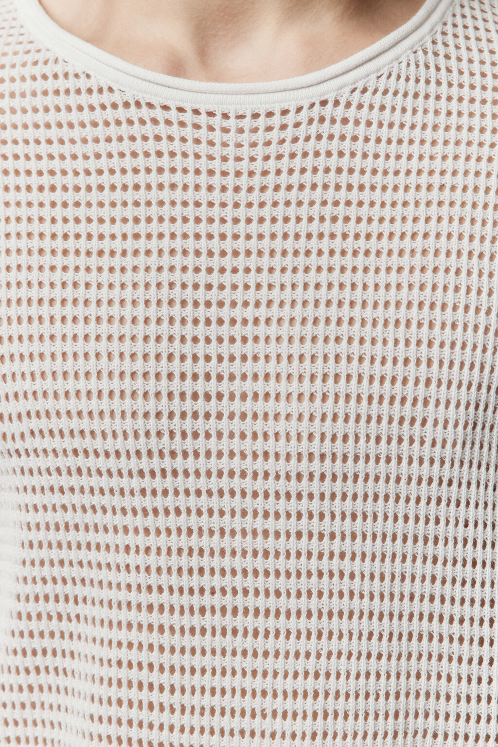 Лонгслив хлопковый из сетки - цвет белый - 6