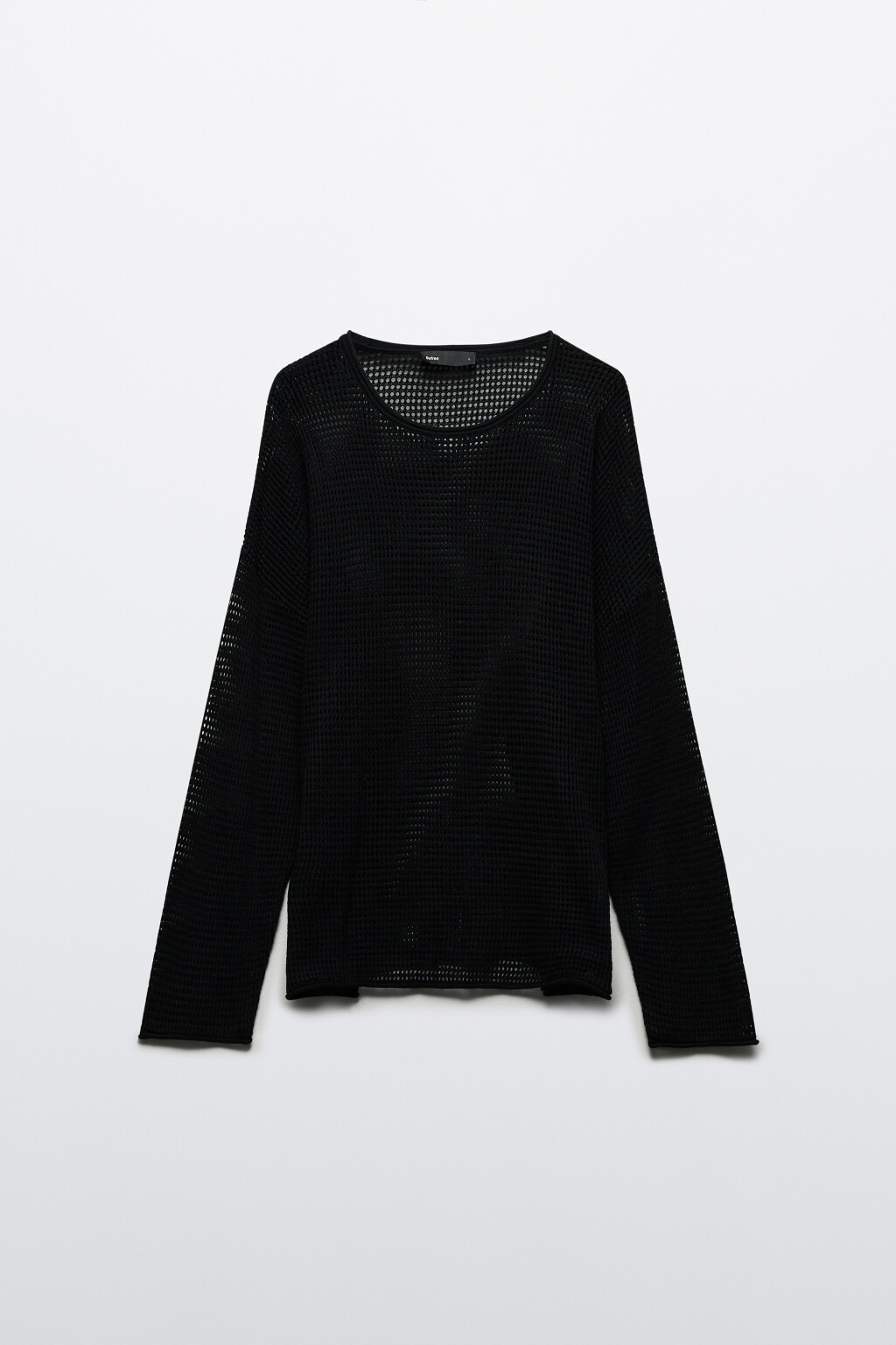 Лонгслив хлопковый из сетки - цвет черный - 8