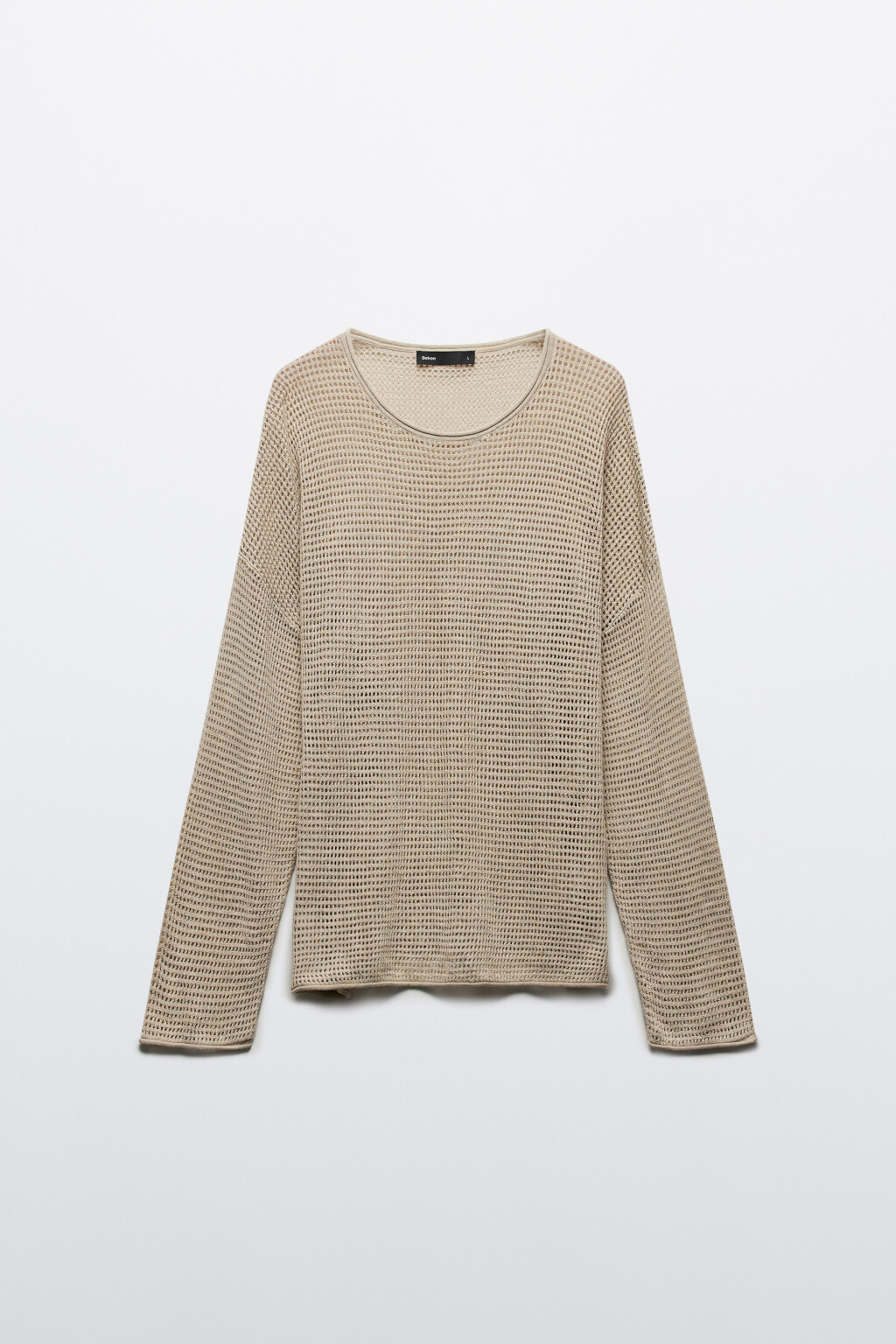 Лонгслив хлопковый из сетки - цвет бежевый - 7