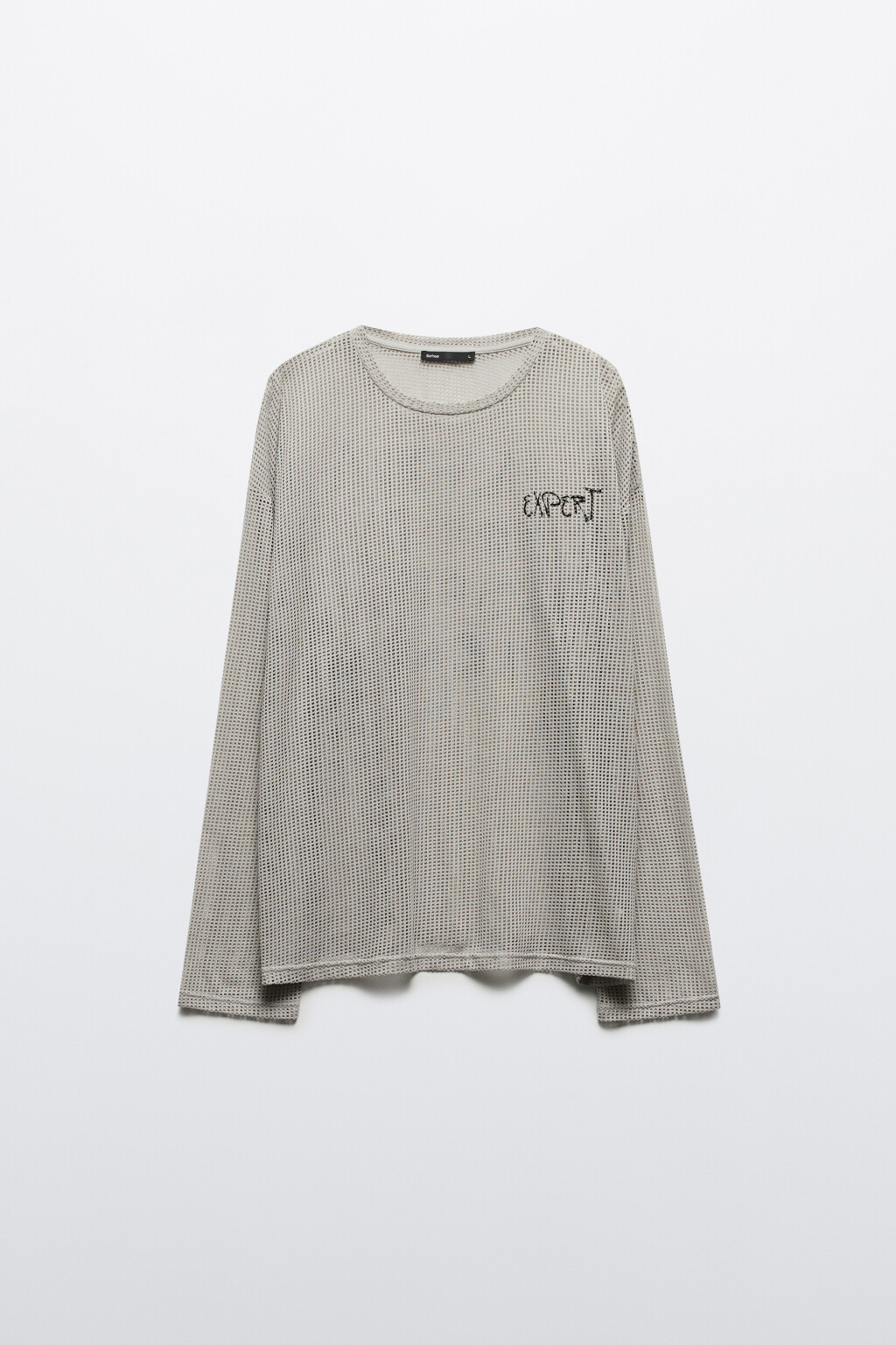Лонгслив из сетки с принтом-надписью - цвет серый - 7