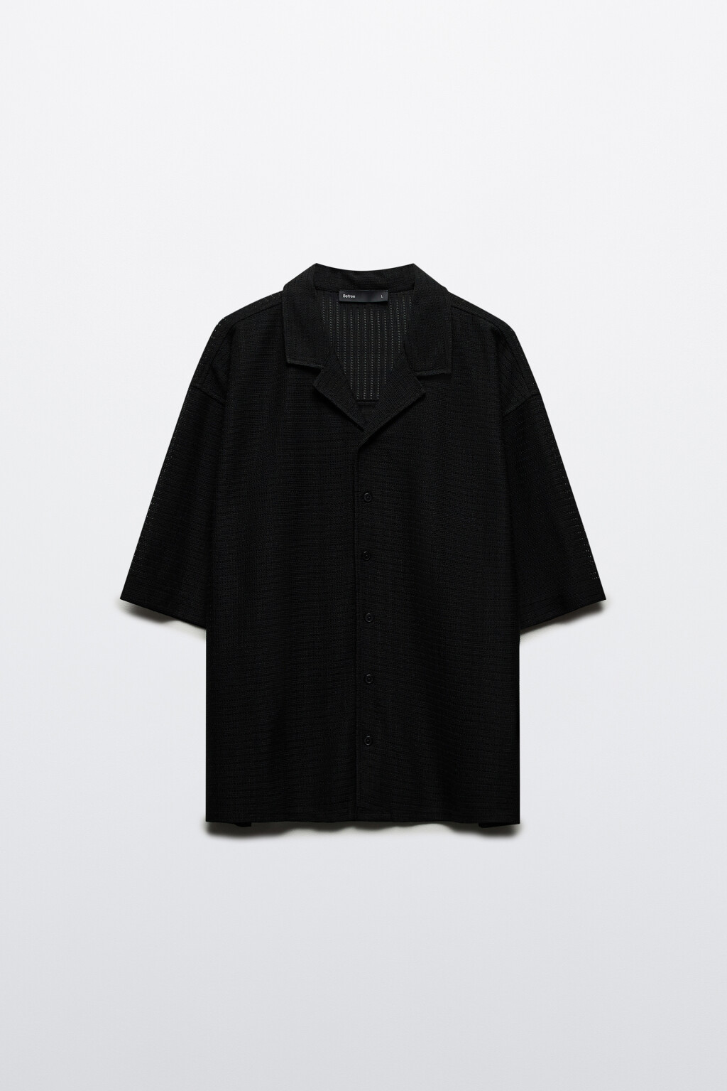 Рубашка ажурная с коротким рукавом - цвет черный - 9