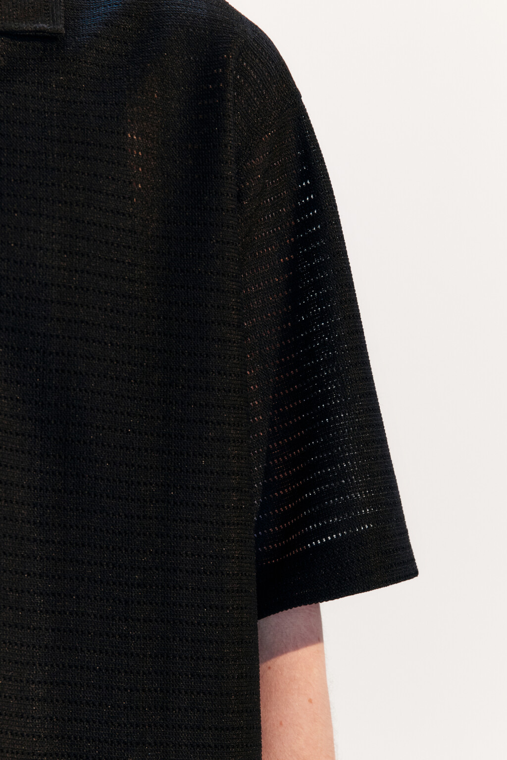 Рубашка ажурная с коротким рукавом - цвет черный - 7