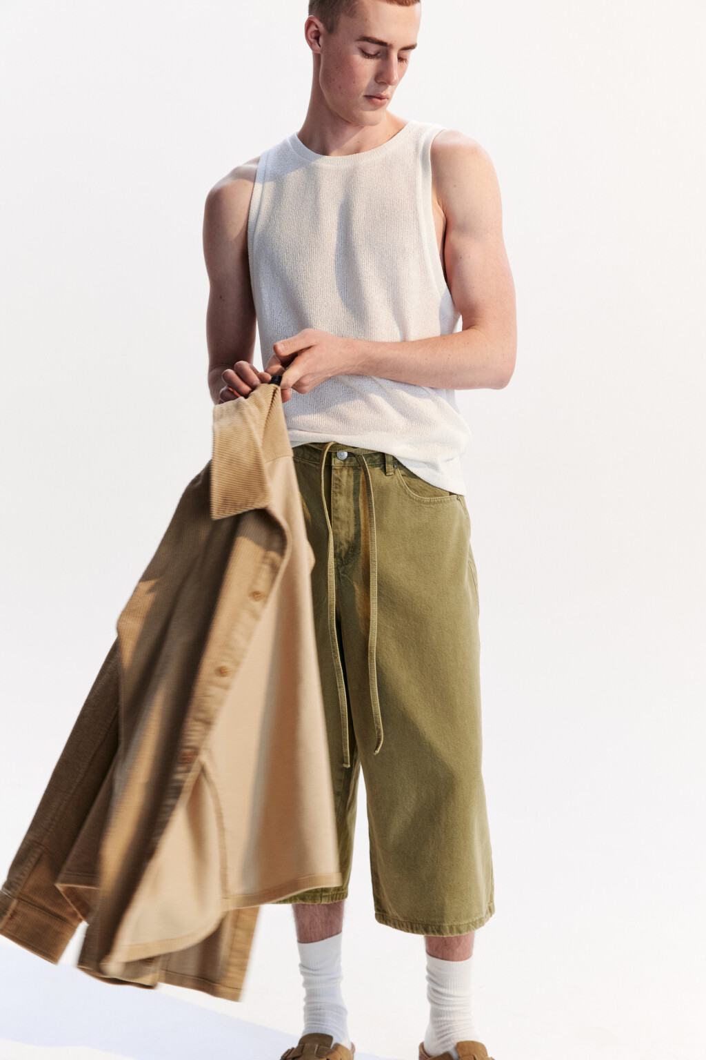 Майка свободная из сетки - цвет белый - 1