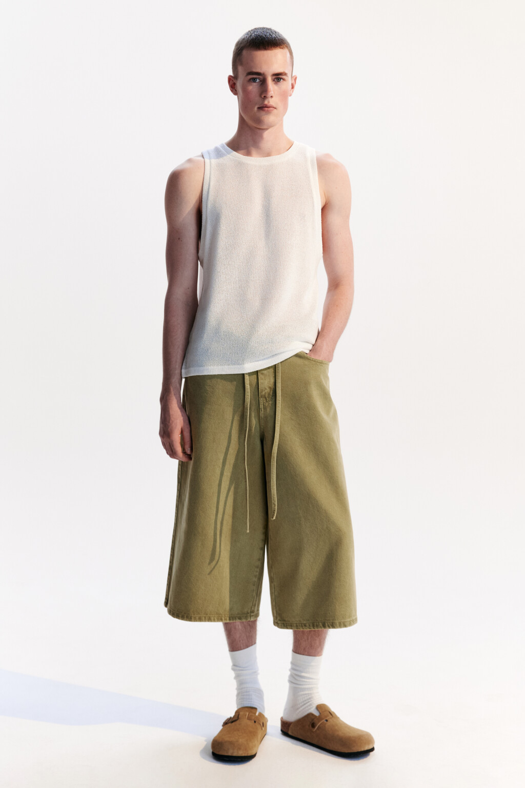 Майка свободная из сетки - цвет белый - 5