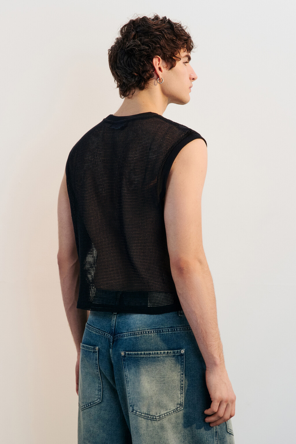 Майка из сетки с принтом-граффити - цвет черный - 5