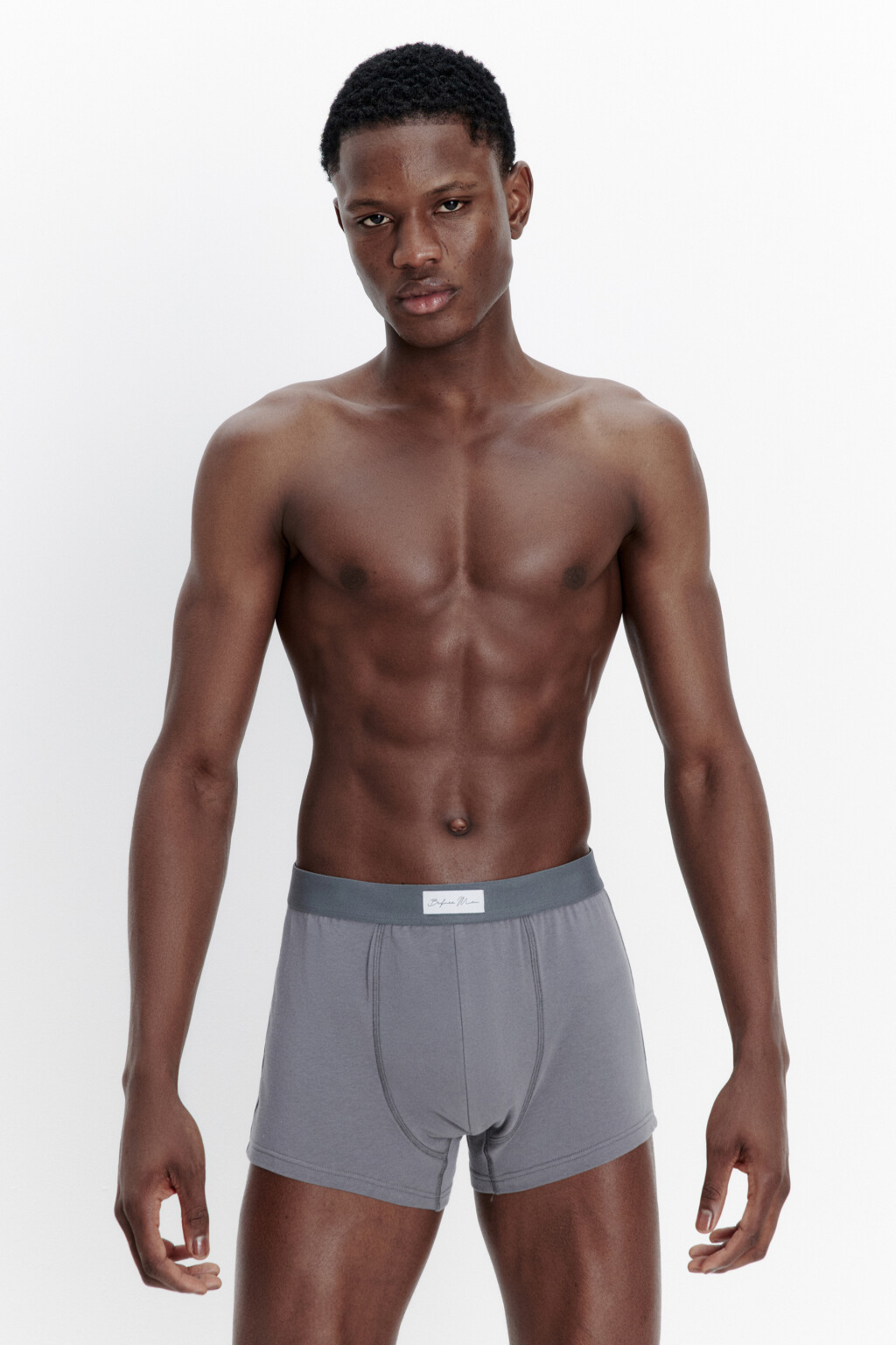 Трусы-боксеры хлопковые с надписью - цвет серый - 3