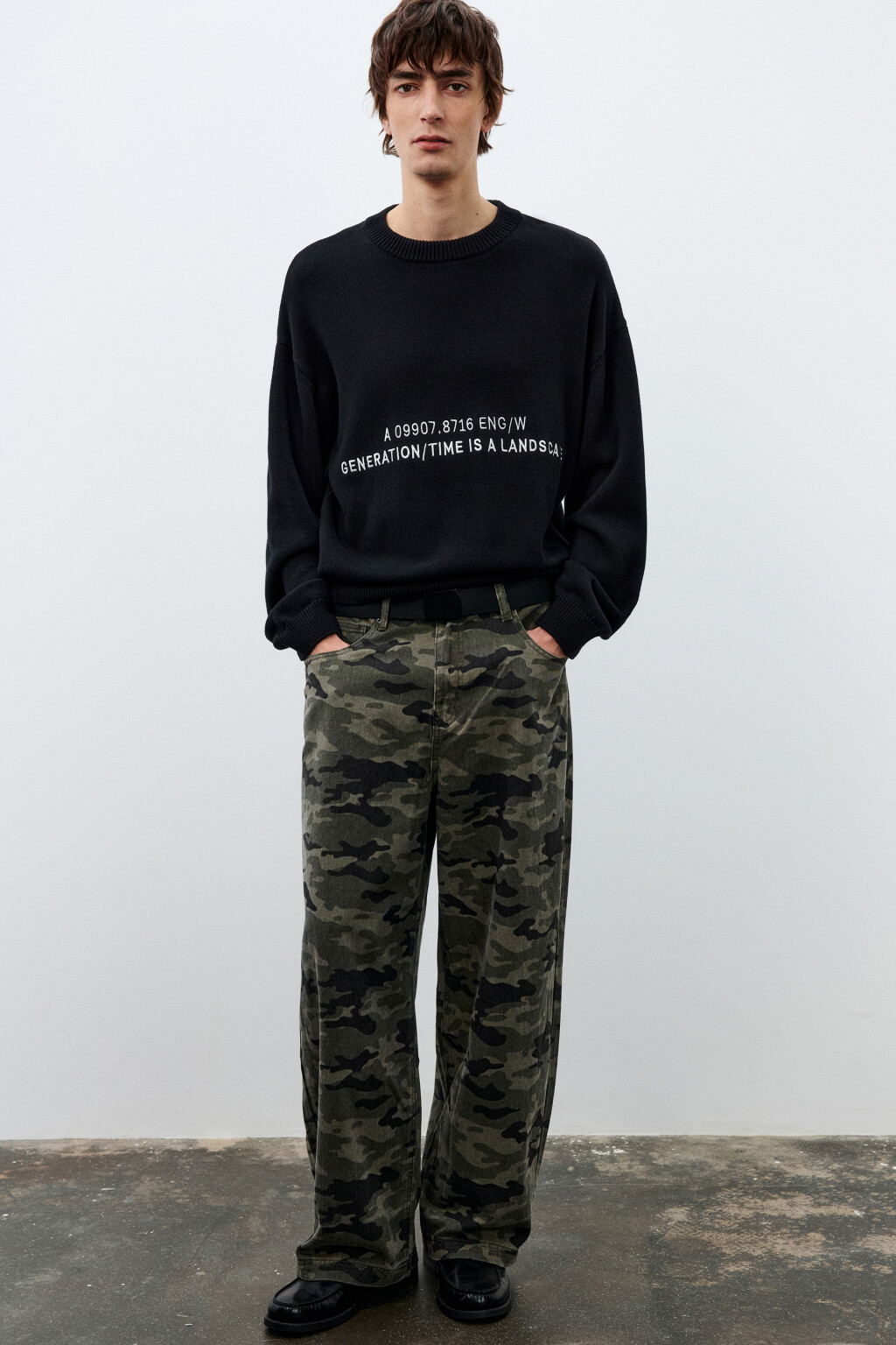 Ремень текстильный с пряжкой - цвет черный - 5