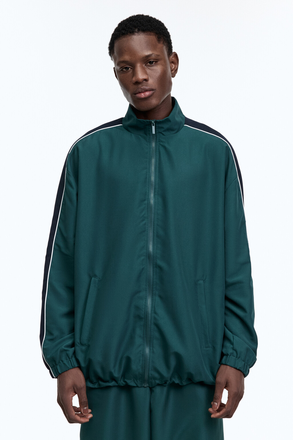 Куртка-олимпийка спортивная с лампасами - цвет зеленый - 3