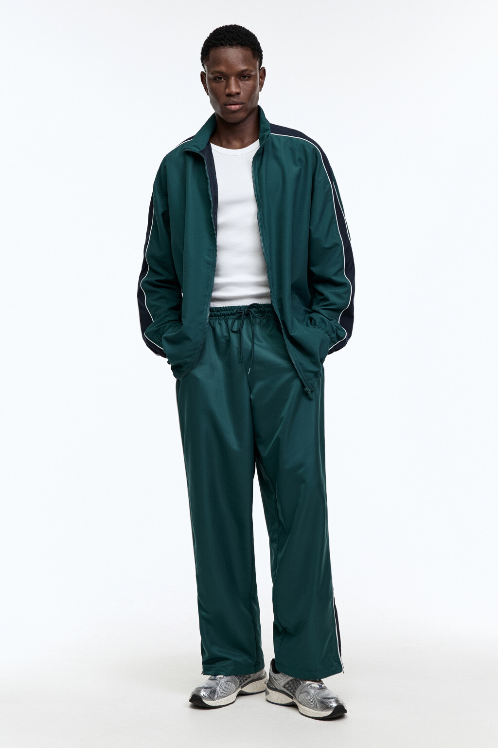 Куртка-олимпийка спортивная с лампасами - цвет зеленый - 5