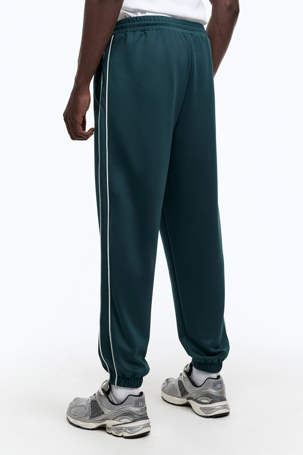 Брюки-джоггеры спортивные с лампасами - цвет зеленый - 3