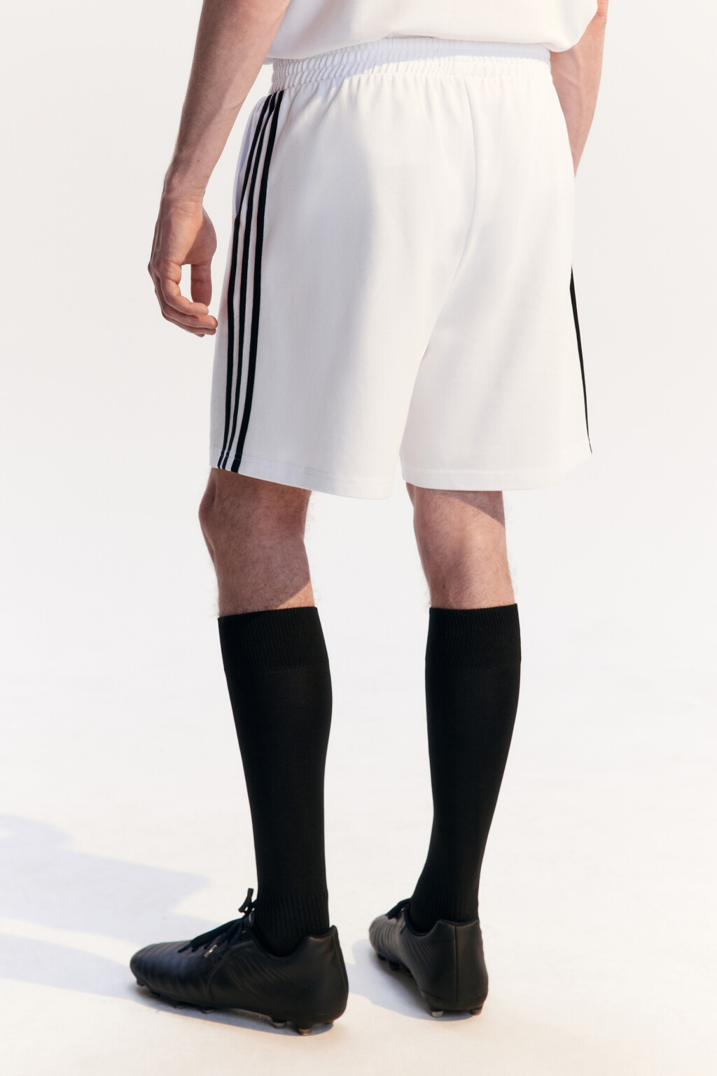 Шорты спортивные хлопковые с лампасами - цвет белый - 5