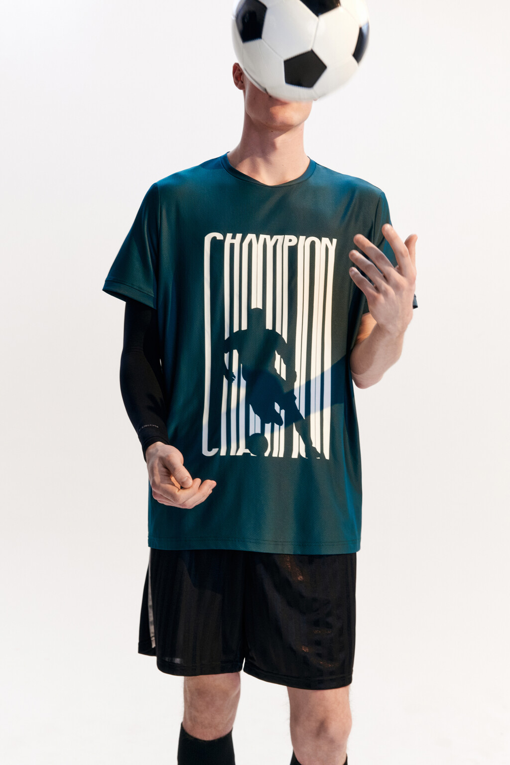 Футболка спортивная из сетки с принтом - цвет зеленый - 2